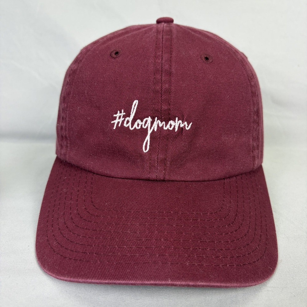 Headgear Baseball Hat Dog Mom Women OS Maroon Cotton Adjustable Strap